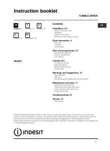 Manual Indesit ISL 60 V (EX) Dryer