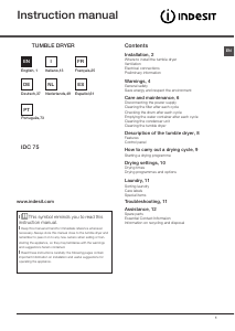Manuale Indesit IDC 75 (EU) Asciugatrice