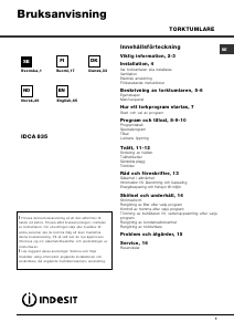 Bruksanvisning Indesit IDCA 835 B (SK) Torktumlare