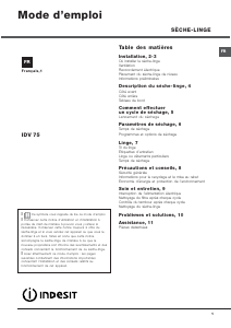 Mode d’emploi Indesit IDV 75 (FR) Sèche-linge