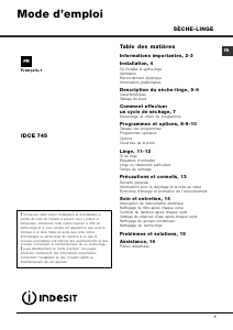 Mode d’emploi Indesit IDCE 745 (FR) Sèche-linge