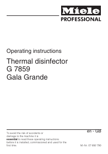 Manual Miele G 7859 Gala Grande Disinfection cabinet