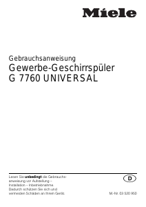 Bedienungsanleitung Miele G 7760 Universal Geschirrspüler