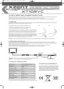 Bedienungsanleitung XZENT XT10RVC Rückfahrkamera