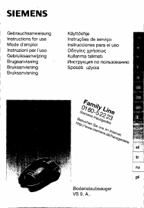 Bedienungsanleitung Siemens VS92A18 Staubsauger