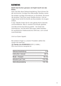 Bedienungsanleitung Siemens HF15G540 Mikrowelle