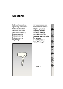 Kullanım kılavuzu Siemens PH4510D Saç kurutma makinesi