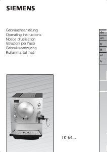 Kullanım kılavuzu Siemens TK64F09 Kahve makinesi