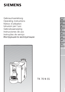 Manual de uso Siemens TK70N01FR Máquina de café