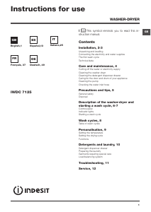 Handleiding Indesit IWDC 7125 (EU) Was-droog combinatie