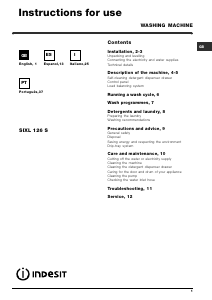 Manuale Indesit SIXL 126 S (EU) Lavatrice