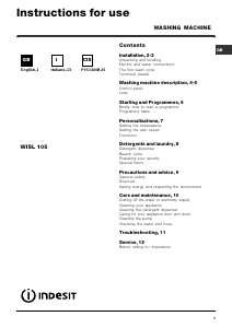 Manuale Indesit WISL 105 (EU).1 Lavatrice