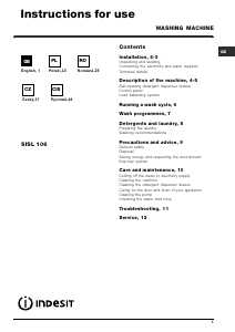 Instrukcja Indesit SISL 106 (EU) Pralka