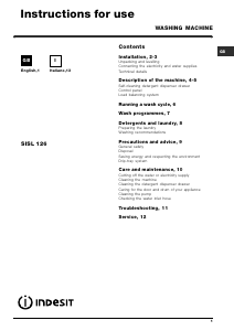 Manuale Indesit SISL 126 (EU) Lavatrice