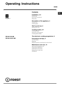 Bruksanvisning Indesit FIE 56 K.B (BK) GB Ugn