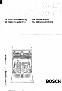 Manual Bosch SHV4903 Dishwasher