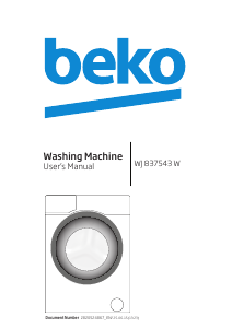 Handleiding BEKO WJ 837543 W Wasmachine