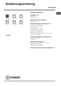 Bedienungsanleitung Indesit TK 64 ID (IX) Kochfeld