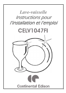 Mode d’emploi Continental Edison CELV1047FI Lave-vaisselle