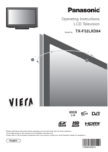 Manual Panasonic TX-F32LXD84 Viera LCD Television
