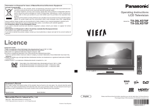 Handleiding Panasonic TX-26LXD70F Viera LCD televisie