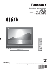 Manual Panasonic TX-20LA80FS Viera LCD Television