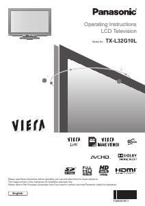 Manual Panasonic TX-L32G10L Viera LCD Television