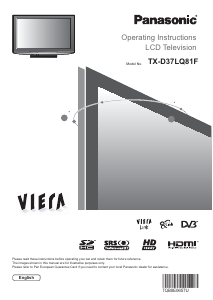 Manual Panasonic TX-D37LQ81F Viera LCD Television