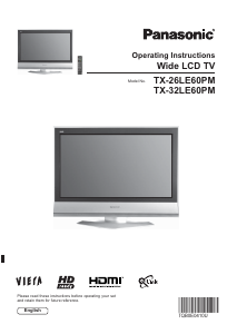 Manual Panasonic TX-32LE60PM Viera LCD Television