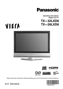Manual Panasonic TX-32LXD6 Viera LCD Television