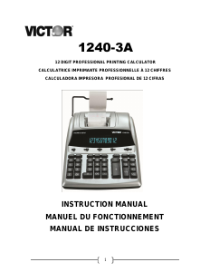 Manual Victor 1240-3A Printing Calculator