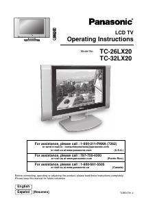 Manual Panasonic TC-26LX20 LCD Television