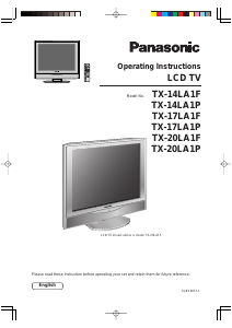 Manual Panasonic TX-20LA1F LCD Television