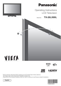 Manual Panasonic TX-26LX80L Viera LCD Television