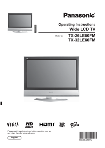 Manual Panasonic TX-26LE60FM Viera LCD Television