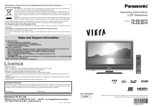 Manual Panasonic TX-32LXD70 Viera LCD Television