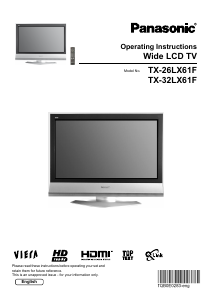 Manual Panasonic TX-32LX61F Viera LCD Television