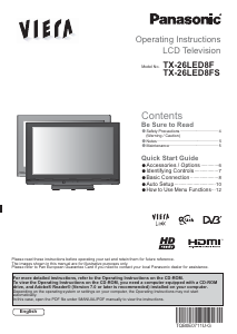 Manual Panasonic TX-26LED8FS Viera LCD Television