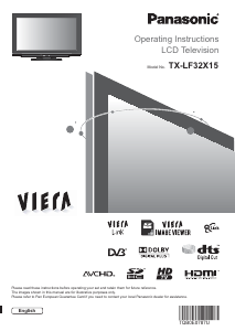 Manual Panasonic TX-LF32X15 Viera LCD Television