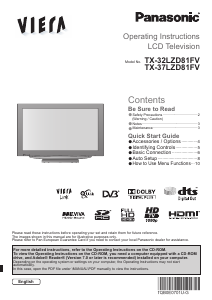 Manual Panasonic TX-37LZD81FV Viera LCD Television