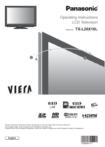 Manual Panasonic TX-L26X10L Viera LCD Television