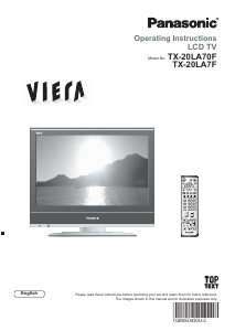 Manual Panasonic TX-20LA7F Viera LCD Television