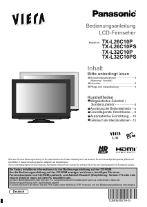 Bedienungsanleitung Panasonic TX-L32C10P Viera LCD fernseher
