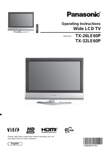 Manual Panasonic TX-32LE60P Viera LCD Television