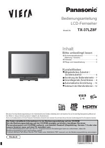 Bedienungsanleitung Panasonic TX-37LZ8F Viera LCD fernseher