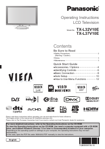 Manual Panasonic TX-L32V10E Viera LCD Television