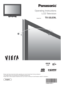 Manual Panasonic TX-32LE8L Viera LCD Television