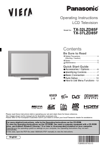 Manual Panasonic TX-37LZD85F Viera LCD Television