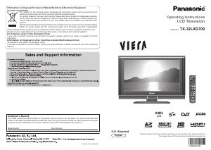 Manual Panasonic TX-32LXD700 Viera LCD Television