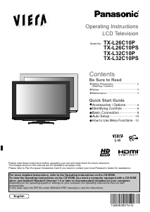 Manual Panasonic TX-L26C10P Viera LCD Television